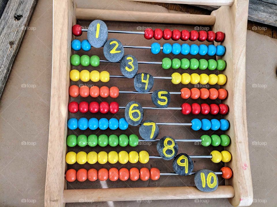 colorful Abacus with number stones