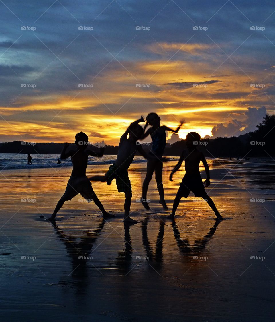 Kids with friends playing until after sunset