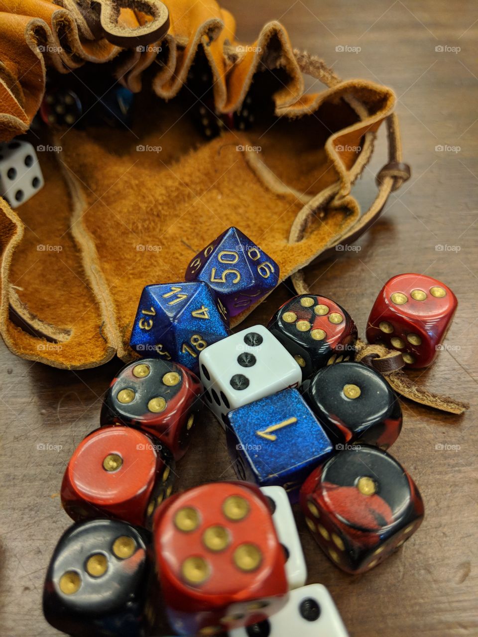 Dice out of a dice bag my aunt gave me.
