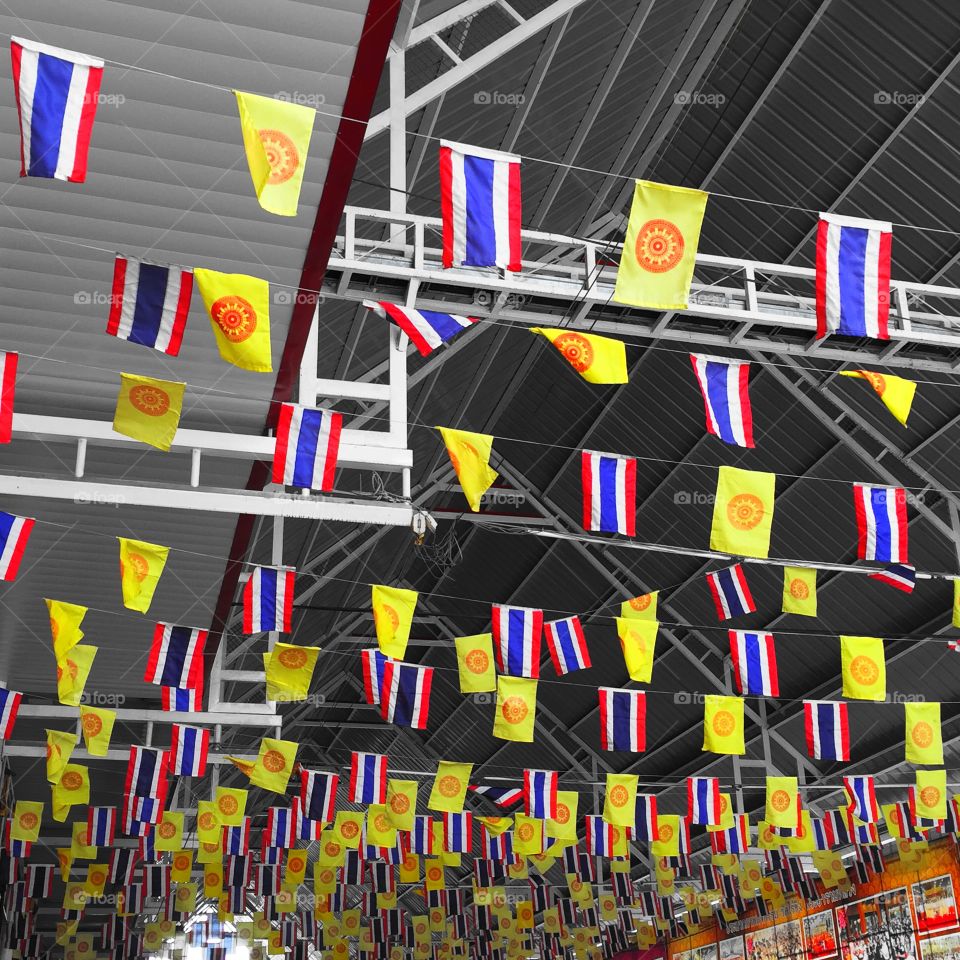 Thailand King & National flag. Thailand King Rama IX flag and National flag of Thailand