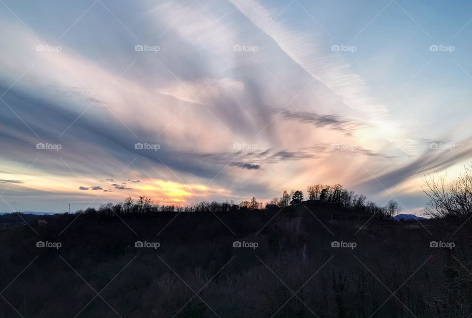 Beautiful clouds over Zagorski bregi in Croatia