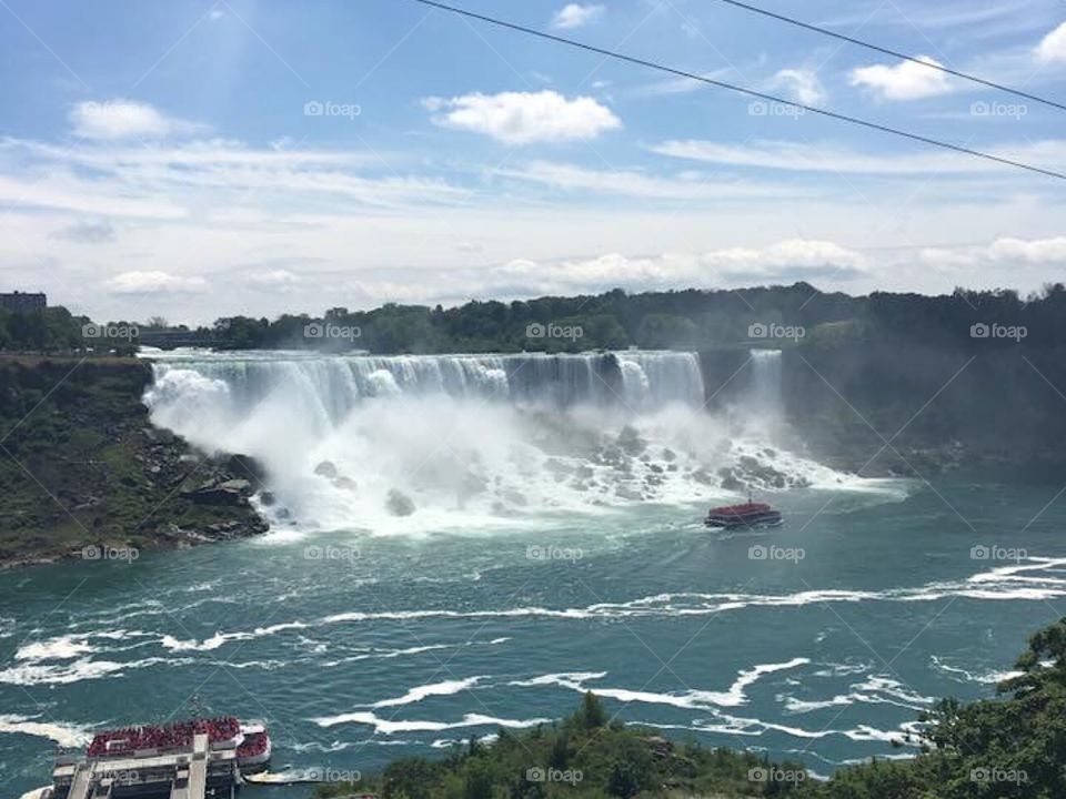 Niagara Falls, New York. View from Canada . Maid of the mist .. an yes you get very wet !