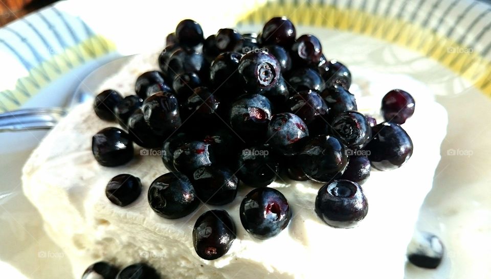 blueberries and icecream. blueberries and icecream