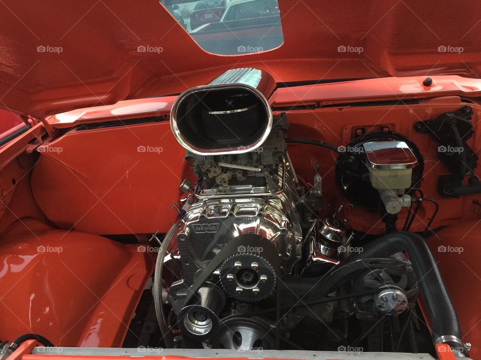 Engine in Orange Car