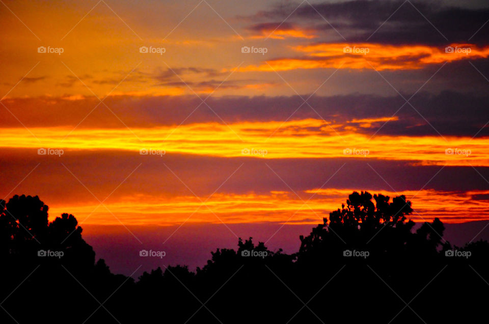 sunset clouds trees by refocusphoto