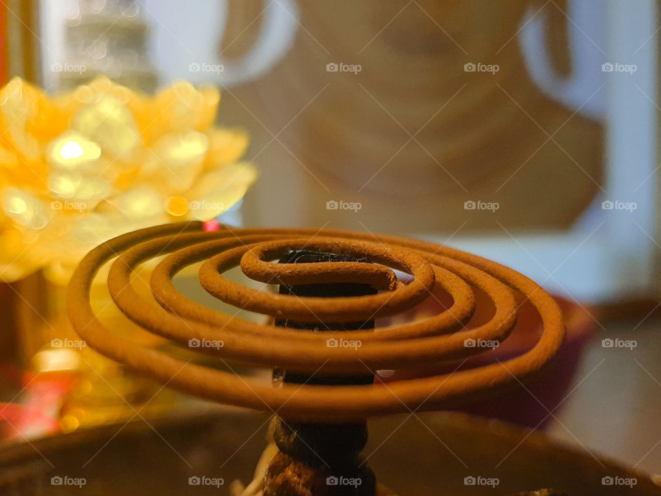 coil incense for buddhism praying