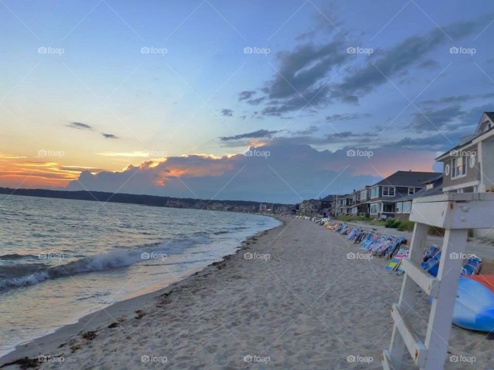 Sunset on Connecticut beach