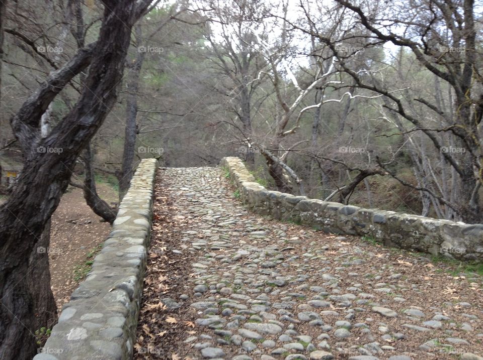 Path over stone bridge.