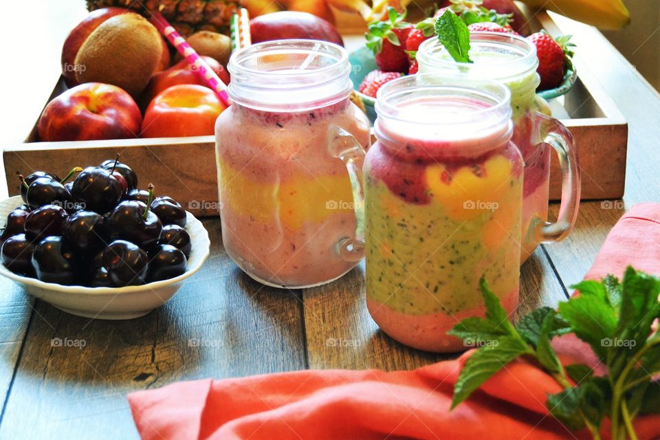 Fruit smoothies with fresh fruit 