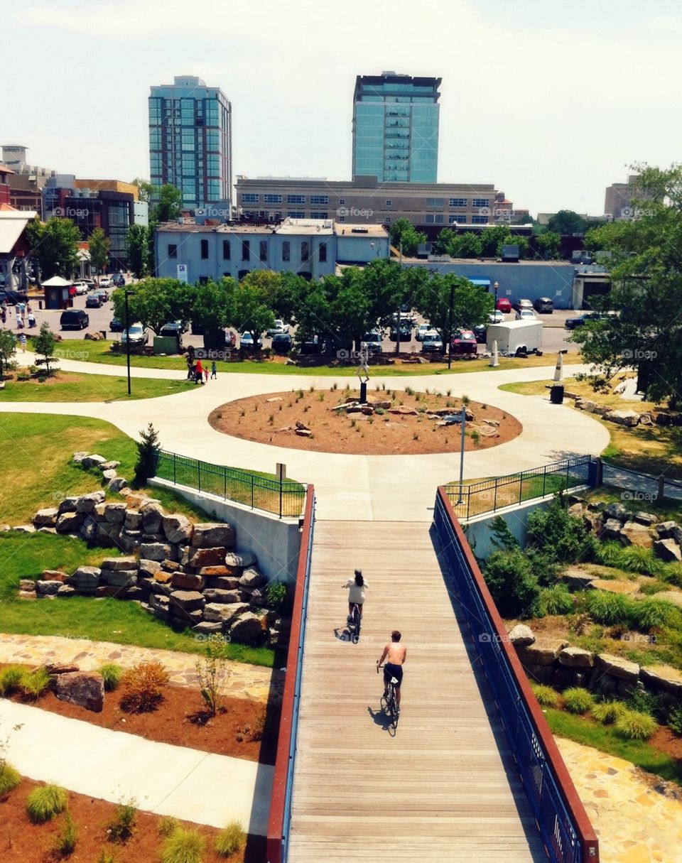 Bicyclists in the River Market