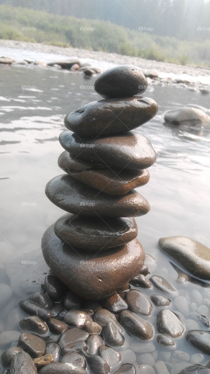 river water rock stack