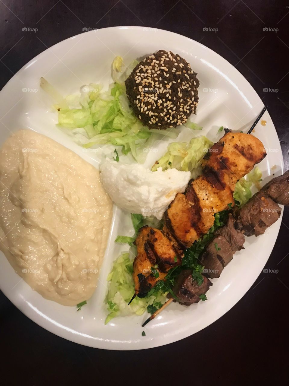 Chicken kebab, Steak Kebab, Hummus, falafel, Mediterranean food in Neomonde, Raleigh, NC