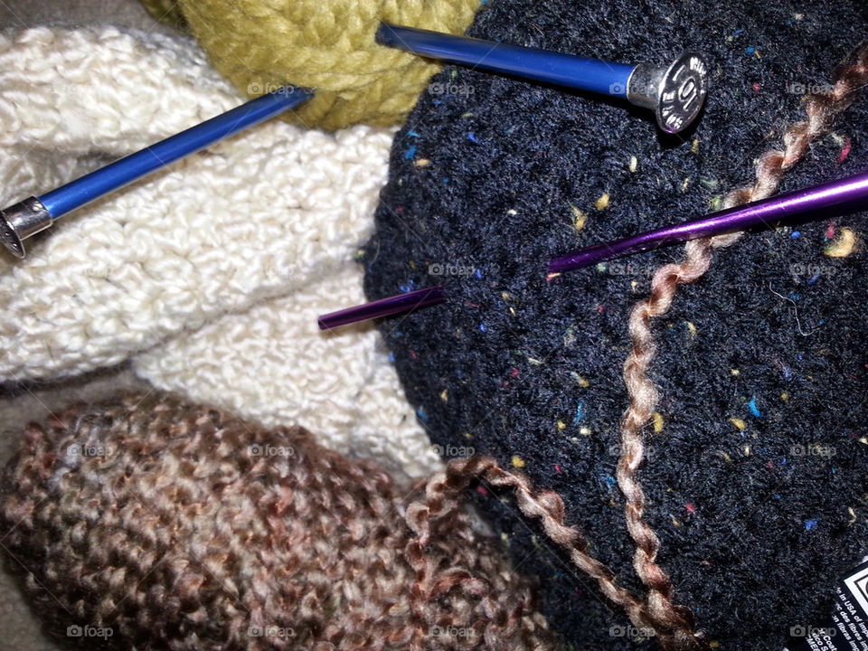 Knitting, crocheting,  yarn
