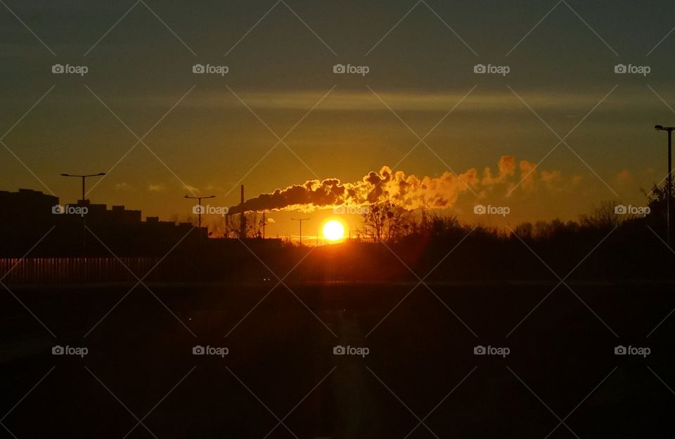 industrial sunrise in Gdansk