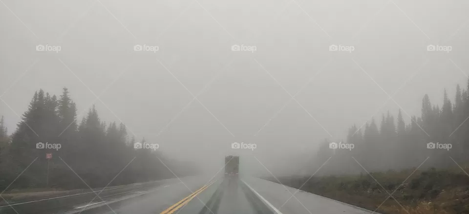 On the road.