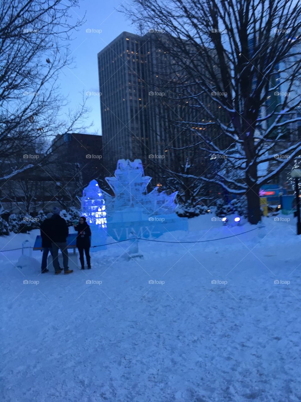 Maple leaf ice sculpture