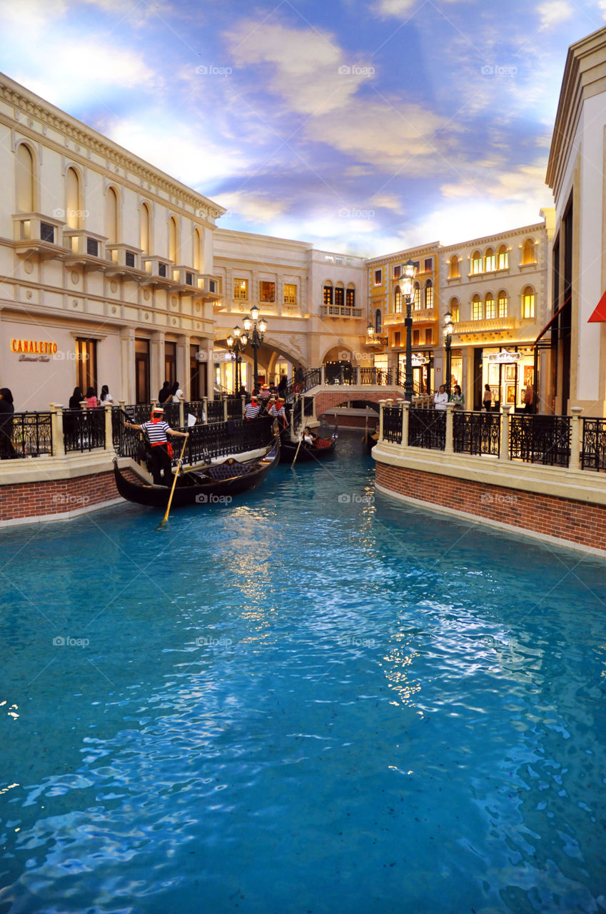 Gondoliers in the Venetian Hotel Las Vegas Nevada.