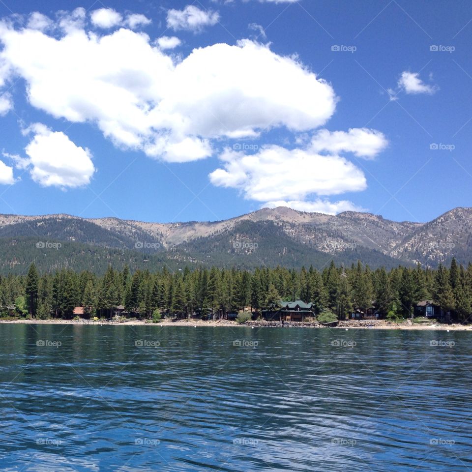 On a boat on Lake Tahoe.