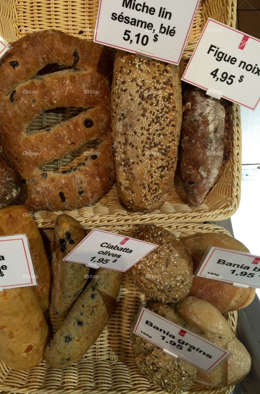 Loaves in Montreal with signs 