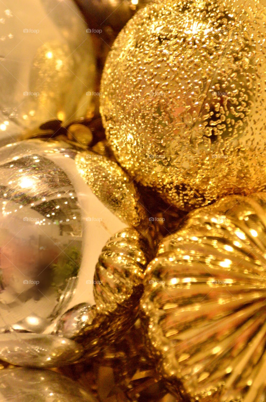 Close up of Christmas ornaments