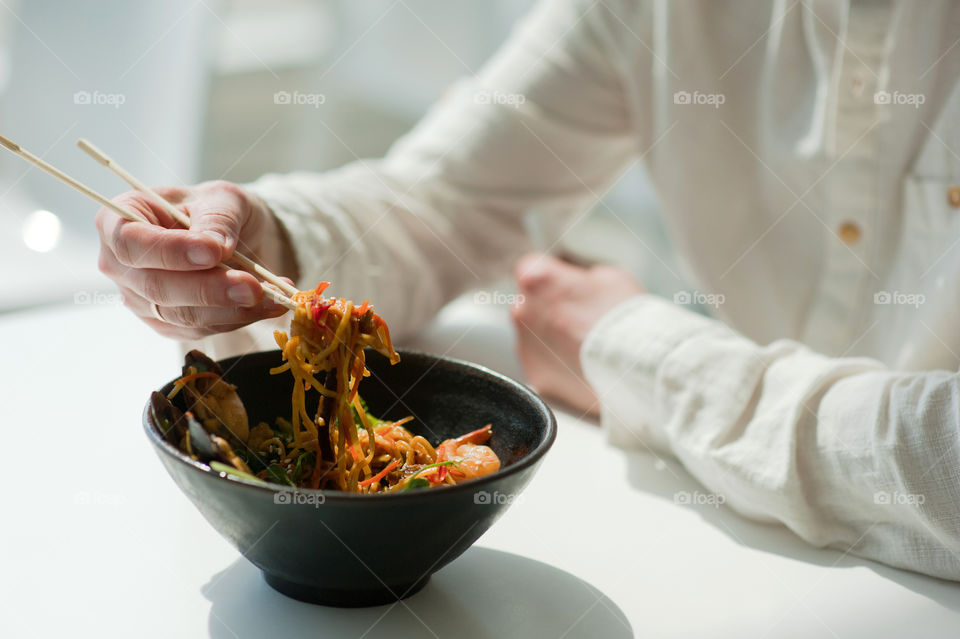 close-up of a plate with Asian cuisine