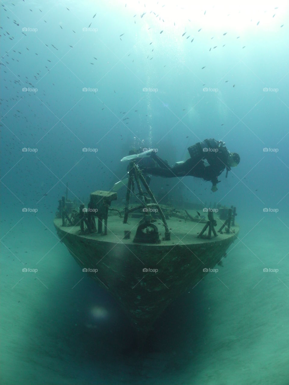 scuba diver on a shipwreck
