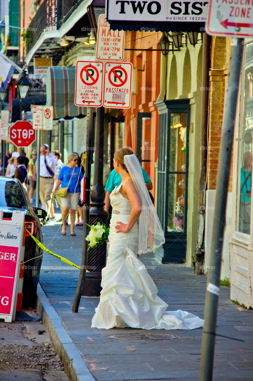 A lost bride in the French Quarter.