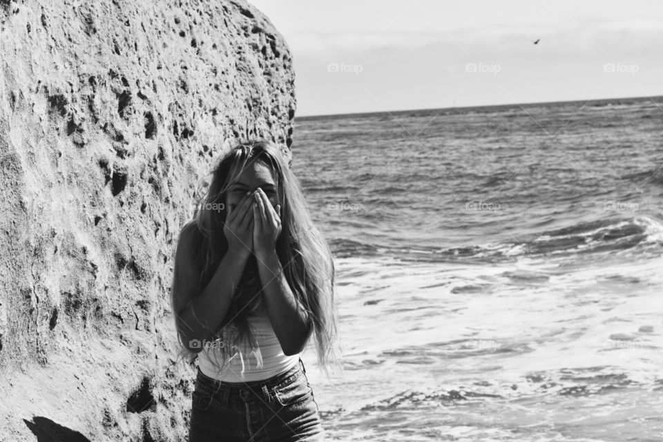 laughing girl at beach