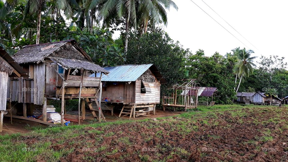 The homes of an indigenous community in the Philippines where we did charity, gift giving.
