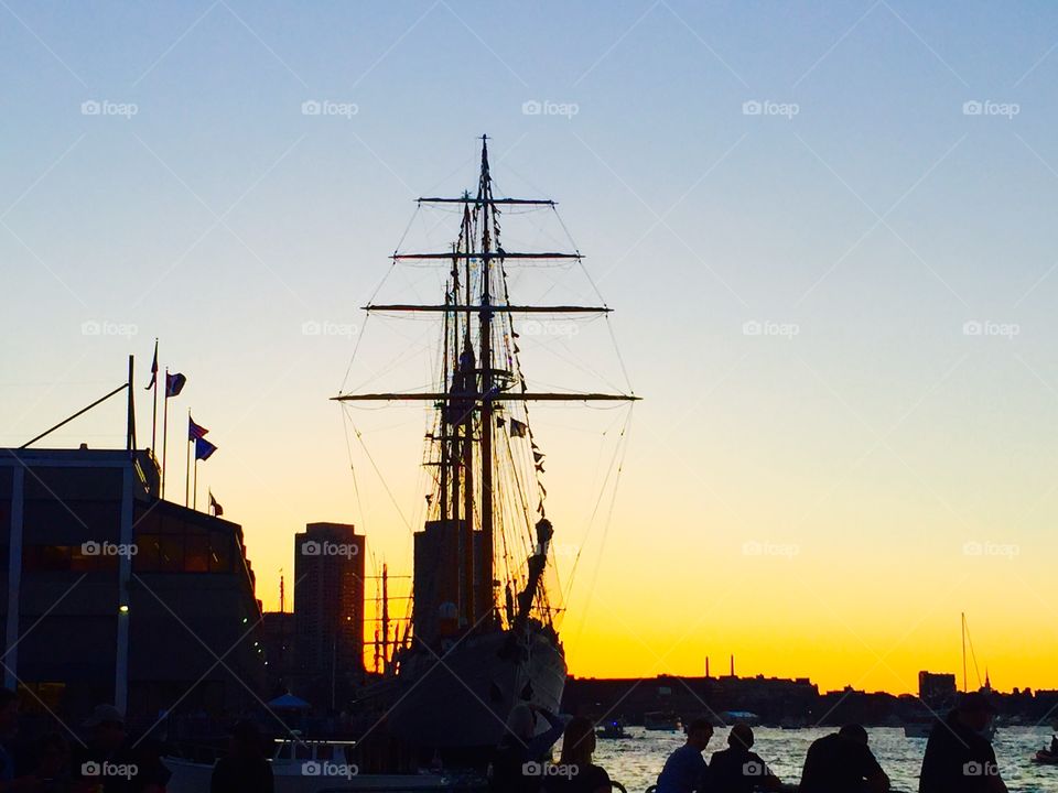 Sail boat  castes in sunset summer 