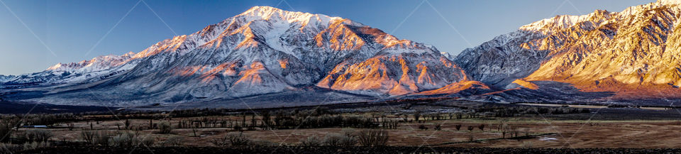 View of snowcapped mountain range