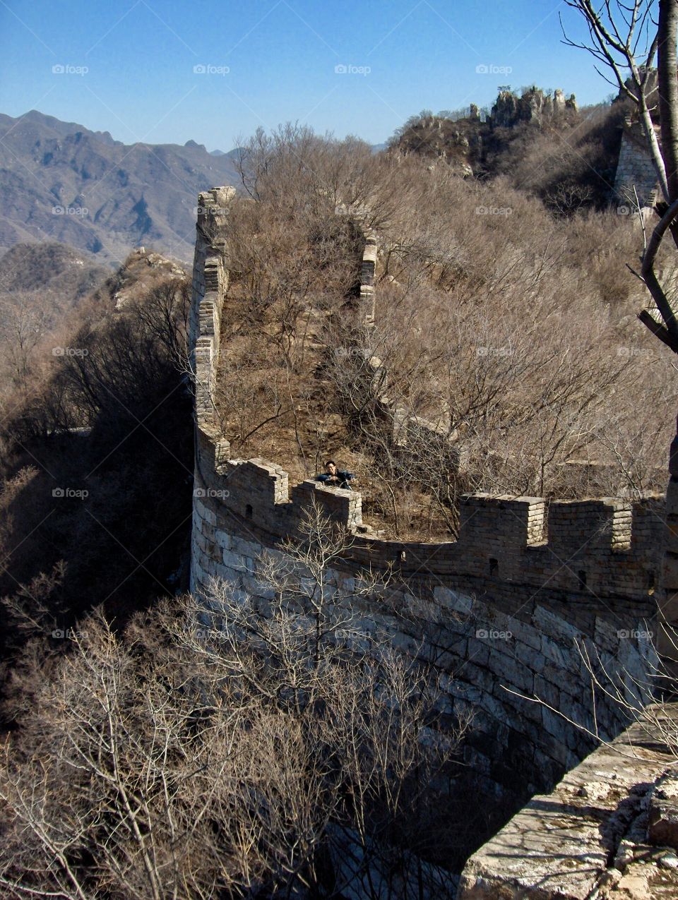 Ruins of the Great Wall near Beijing China, grown over with nature