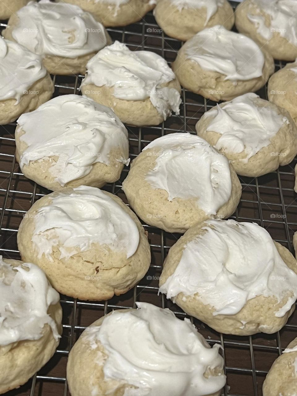 Homemade almond cookies with almond frosting