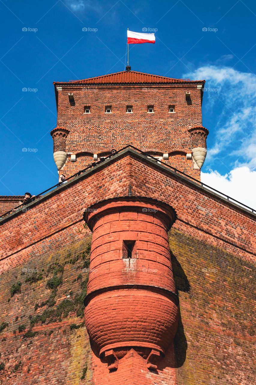 Walls and tower of the Wawel Royal Castle in Krakow