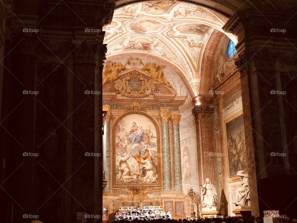 Inside of a church in Rome, every church is just as decorated and has their own stories to share.