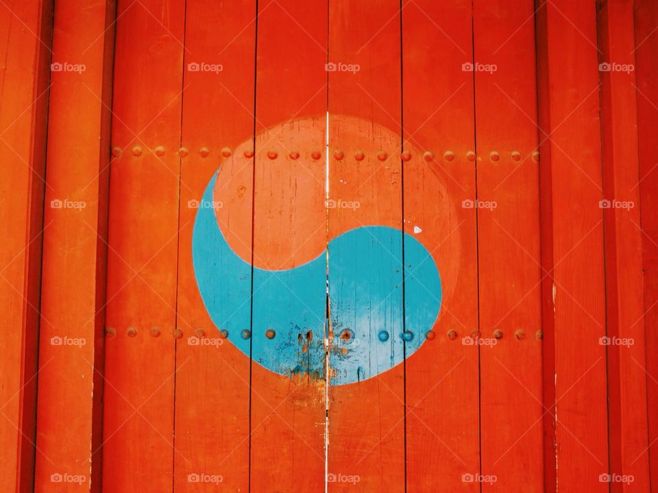 Korean symbol on an old door