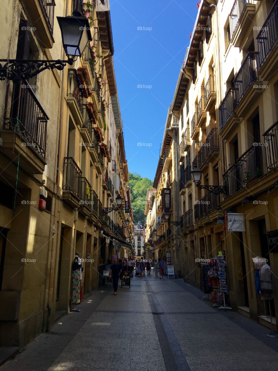 Walking on a narrow street in San Sebastián 