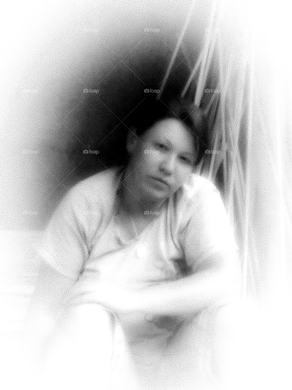 женщина, чёрно-белый, графика, портрет.