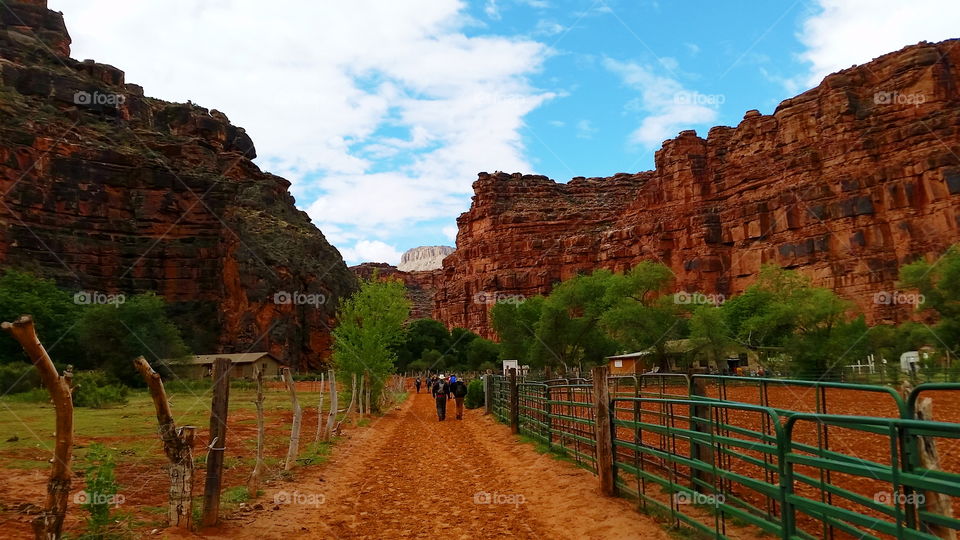 Making our way through the village of Supai in the bottom of the Grand Canyon after spending a week at Havasu Falls