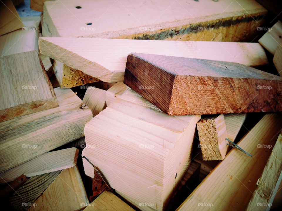 Lumber scraps, from a construction project