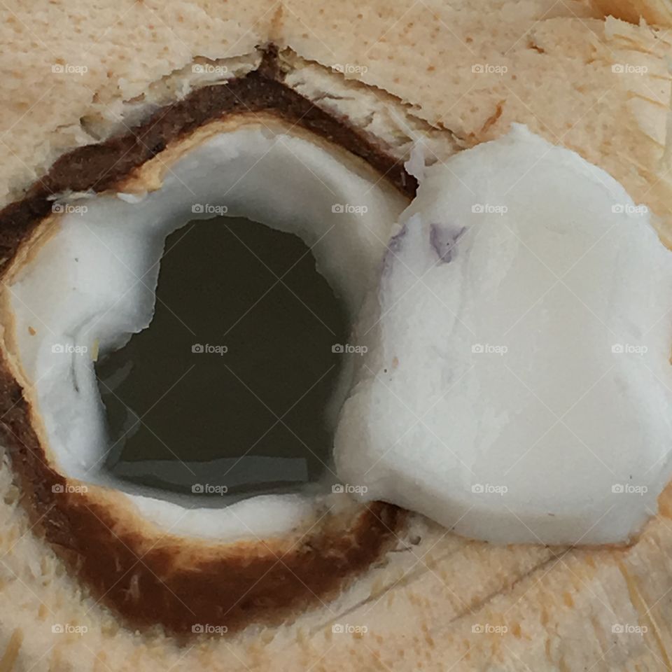 Cut open coconut 