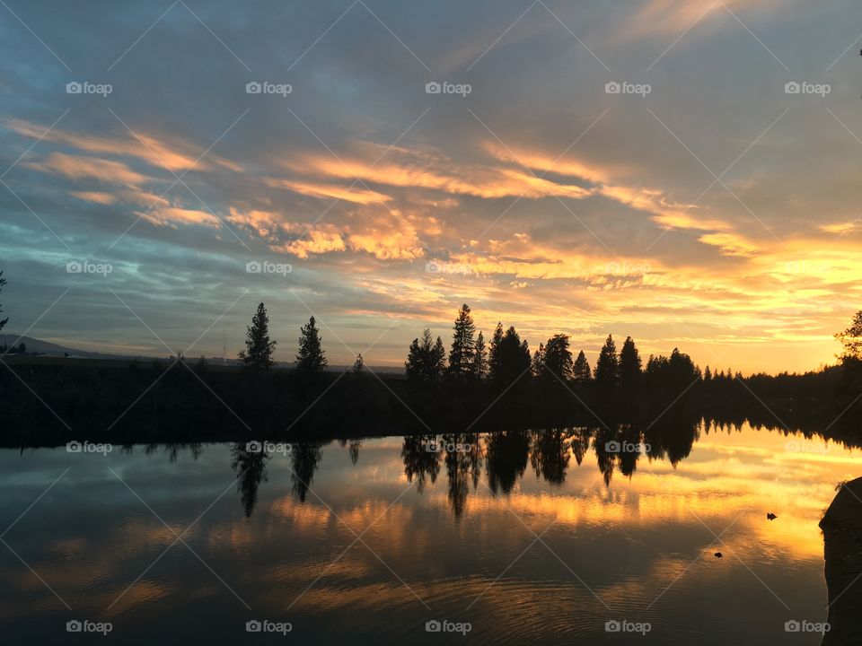 View of spokane river during sunset