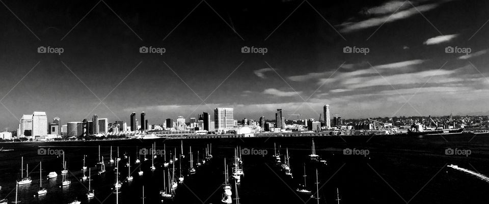 Foap Mission Black and White Architecture! San Fuego Skyline And Coronado Bay From The Coronado Bridge!