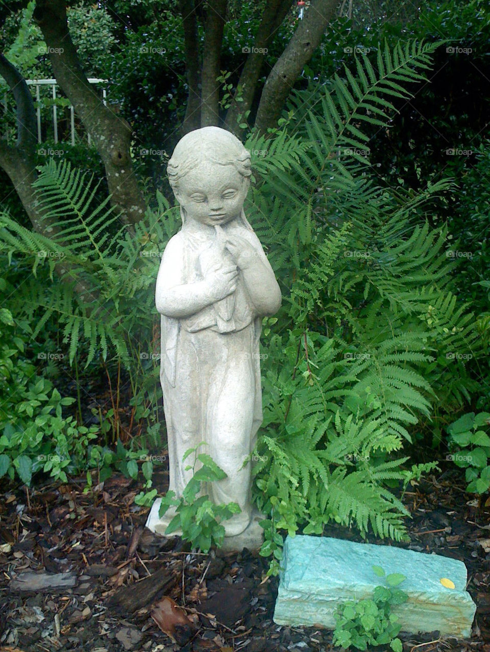 garden girl statue dove by buzzsmith