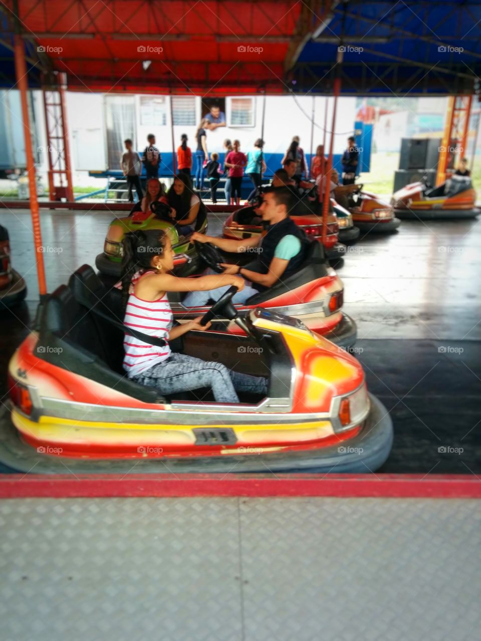 amusement park cars and kids