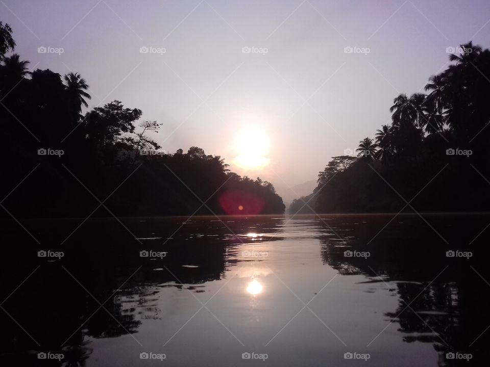 pure river with sunset