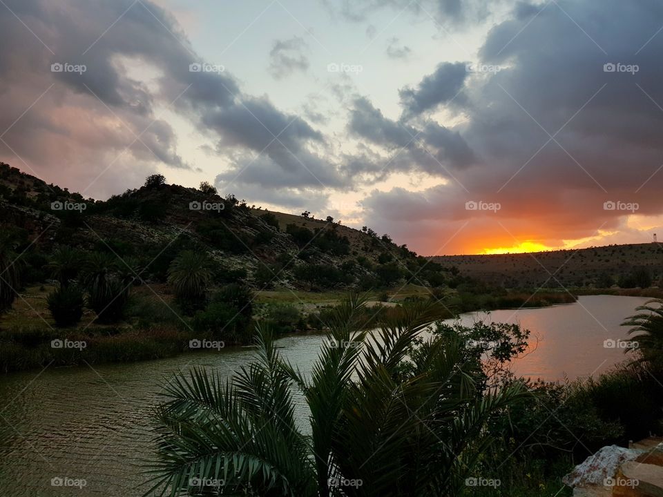 mind blowing montain river sunset