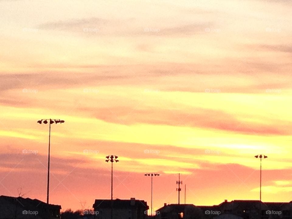 Lonely sunset . Tulsa spring sunset