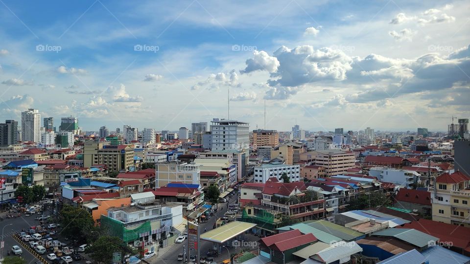 Clouds Busy Street Phnom Penh Cambodia