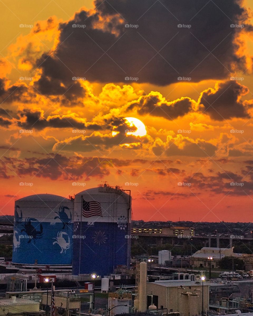 Sunset over Baltimore, Maryland